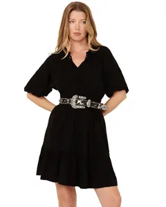 Shyanne Women's Cowhide Underlay Studded Belt - 6550-Blk