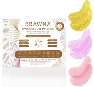 Brawna Hydrogel Undereye Patches Gift Box Set with Hyaluronic Acid Collagen Retinol Caffeine Peptide Kojic Acid Arbutin for Dark Circles Puffy Eyes Undereye Bags Wrinkles 24 Pairs - Lighten