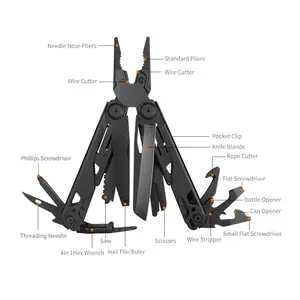 PowerAssist Full-Sized Well-Rounded Daily Use Multi-Tool | One-Handed Assisted Opening | 21 Tools, Black