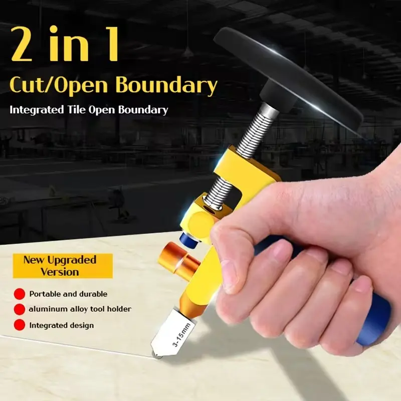 Two-In-One Diamond Roller Glass Tile Cutter, Manual Tile Cutter, Heavy-Duty Tool with Sliding Cutting Head and Tile Pry Bar, Portable Design for DIY Use