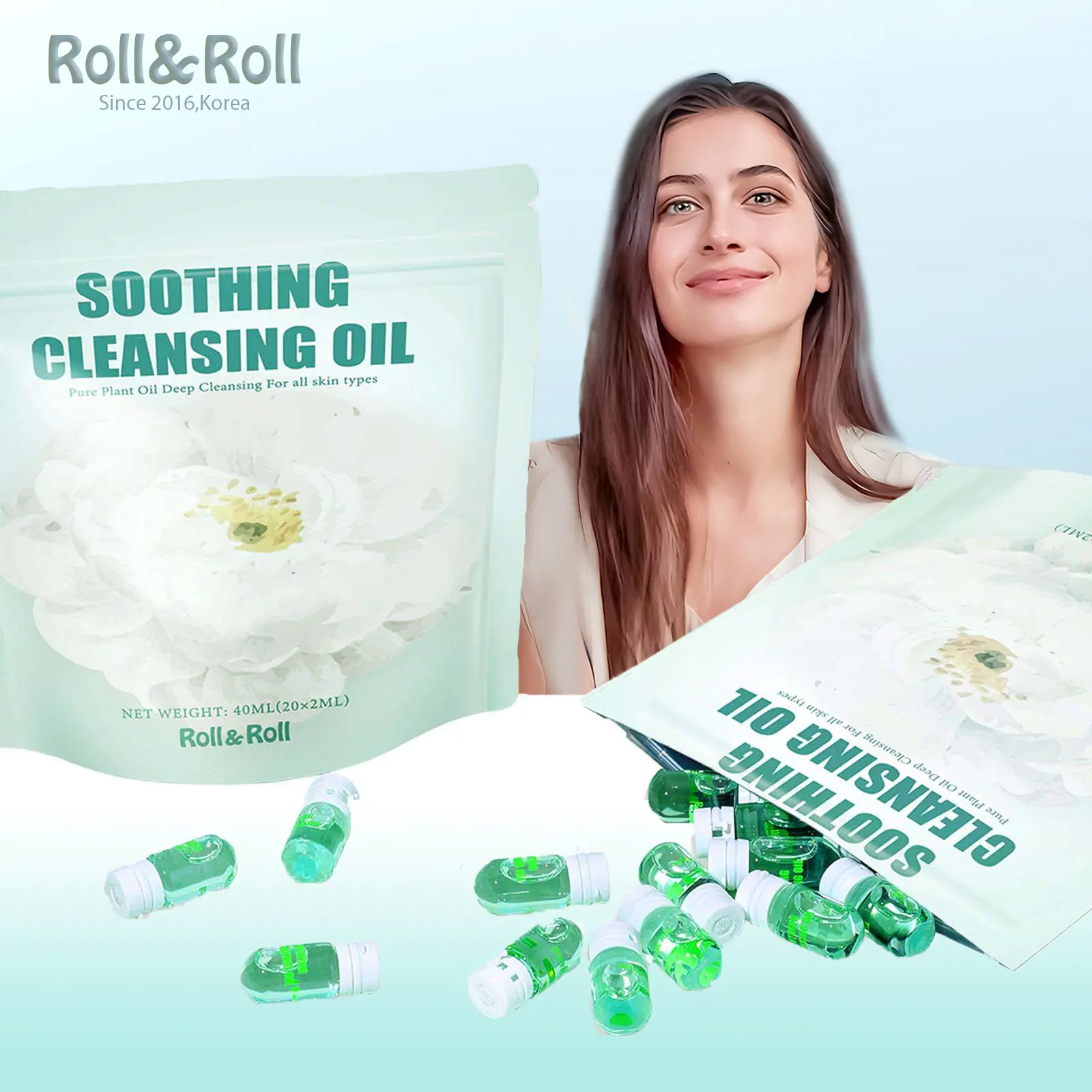 Roll&Roll Mini Makeup Remover,Natural Cleansing Oil – Waterproof Makeup Remover Oil, Nourishing and Gentle for Sensitive Skin&All Skin Types