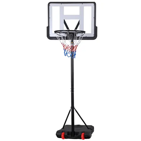 Segawe Adjustable Basketball Hoop System with Polycarbonate (PC) Board, 5.6-7.6ft Collapsible Metal Frame Goal, 31.8in Board, Transport Wheels, Durable Construction, Strong Nylon Net, Easy Assembly for Kids Outdoor Play
