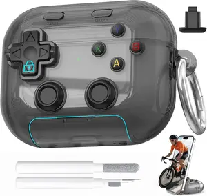 For AirPods Pro 3 Case 2025 – Click Button, Lock Design & Phone Stand, Clear Black Protective Cover, Fun Fidget Style Case For AirPods 4th