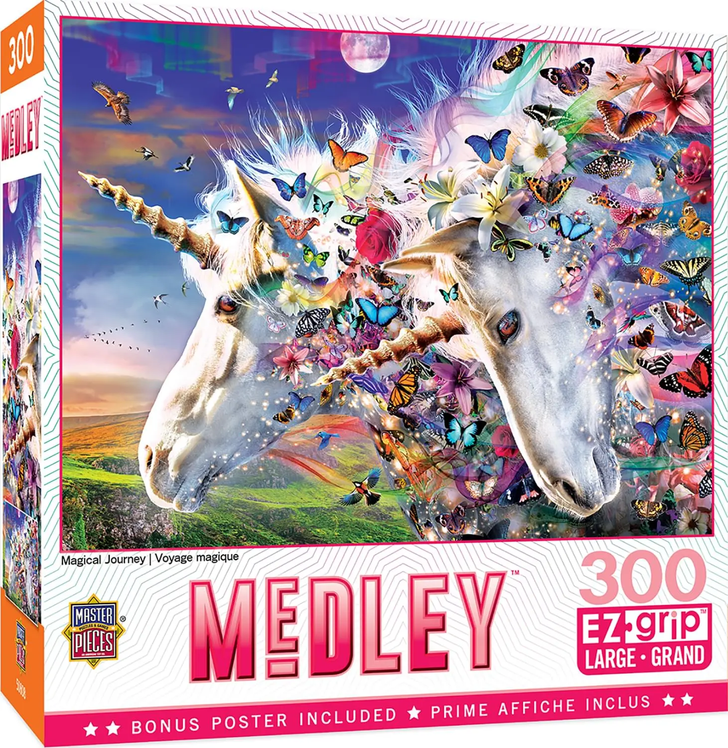 Unicorn & Butterfly 300-Piece Oversized EZ-Grip Eco-Friendly Jigsaw Puzzle, Ideal for Birthdays (Toys & Hobbies, Games & Puzzles, Board Games)