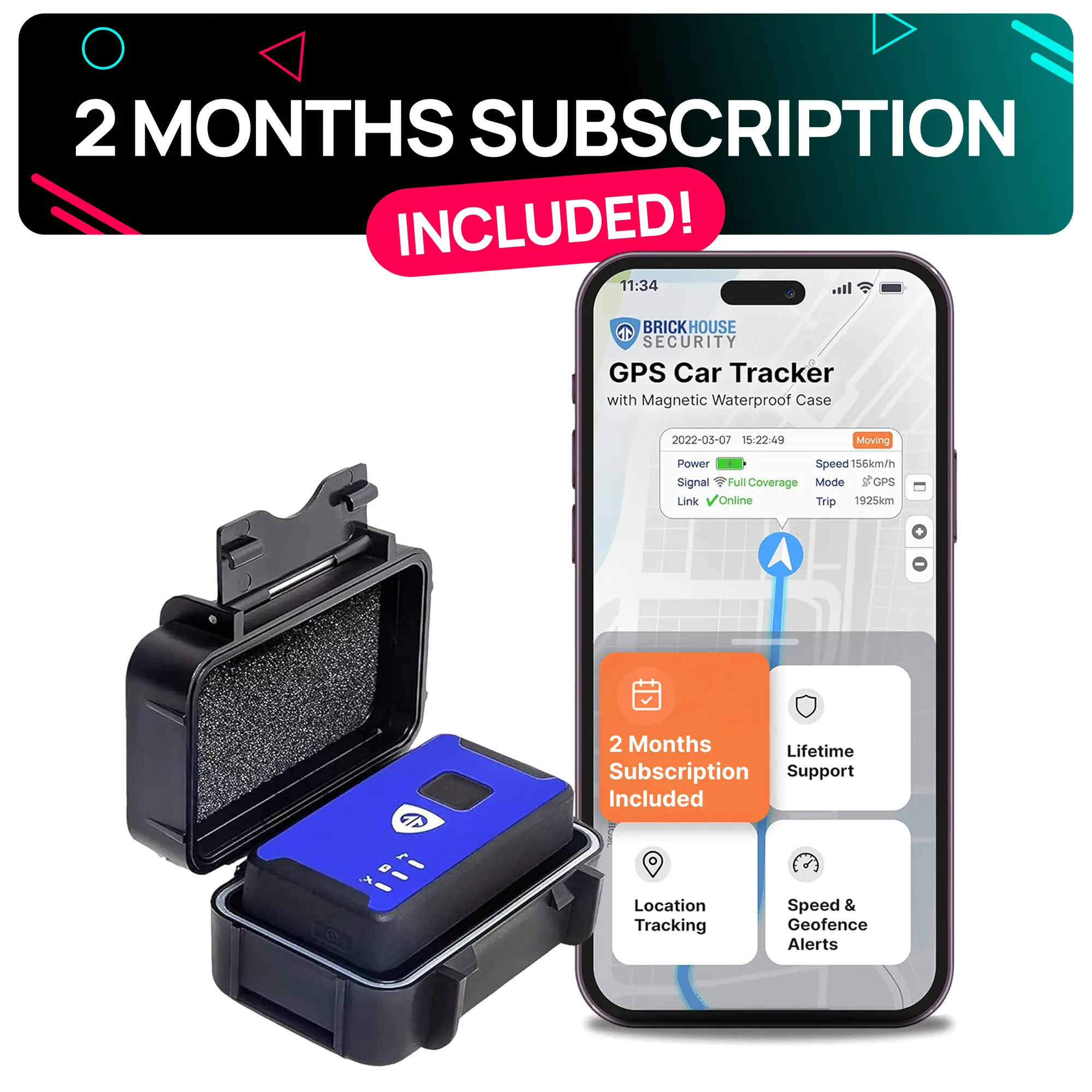 BrickHouse GPS Trackers for Your Vehicle (2-Month Subscription Included) - Spark Nano 7 GPS Tracker - Hidden Real-Time 4G LTE Vehicle Finder