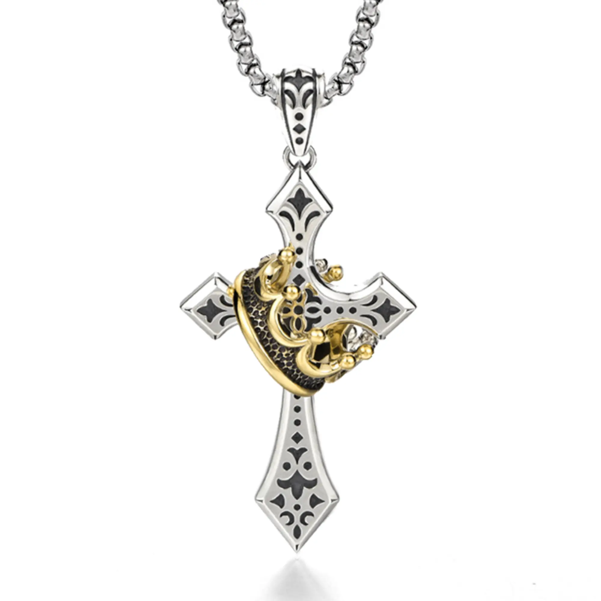 Gothic Style Men's and Women's Cross Personalized Fashion Punk Necklace, Metallic Temperament Party Gift Fashion Jewelry