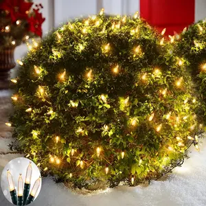 LED Christmas Net Lights for Bushes Outdoor,100 LED 5ftx5ft Waterproof 8 Modes Connectable Mesh Lights for Bushes,Garden,Yard,Trunk,Outdoor Christmas Decorations