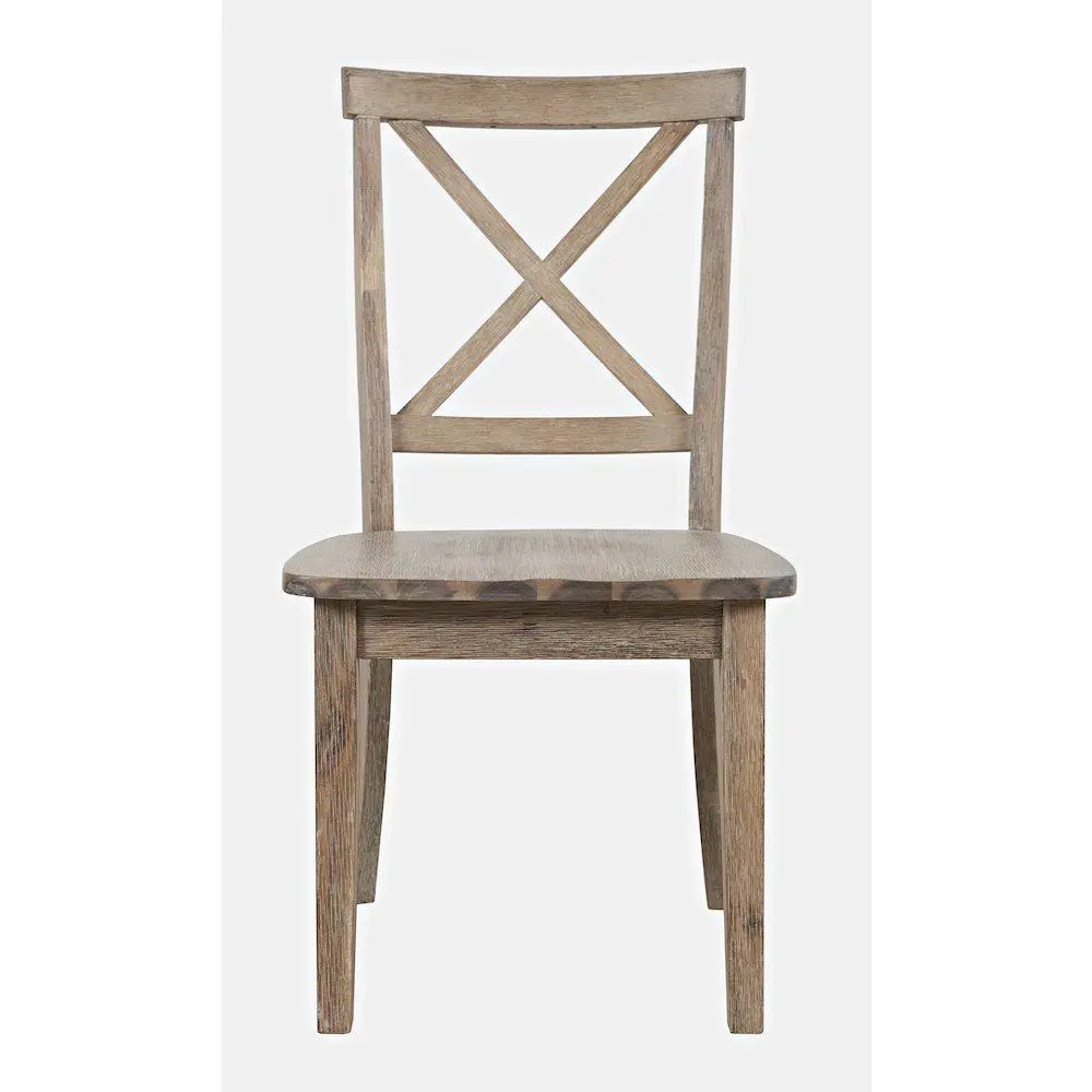 Traditional Eastern Tides Coastal Dining Chairs (Set of 2) - Wire-Brushed Acacia Wood, X-Back Design, Distressed Finish, Generously Proportioned, Relaxed and Thoughtful Indoor Furniture