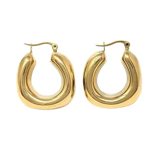 BA Unique Fashion 316L Stainless Steel Chunky Bold Thick Tube Hoop Earrings for Women - Hypoallergenic, Waterproof, Stylish Design, Casual Accessory