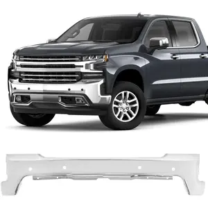 Front Bumper Face Bar Compatible with 2019-2021 Silverado 1500hd Chrome Iron Front Bumper W/Sensor Holes