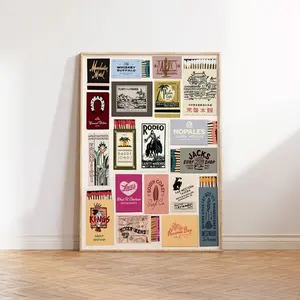 Matchbox Art Poster - Bar Cart Art - Trendy Art Print - Apartment Poster - Western Art - Cute Home Decor