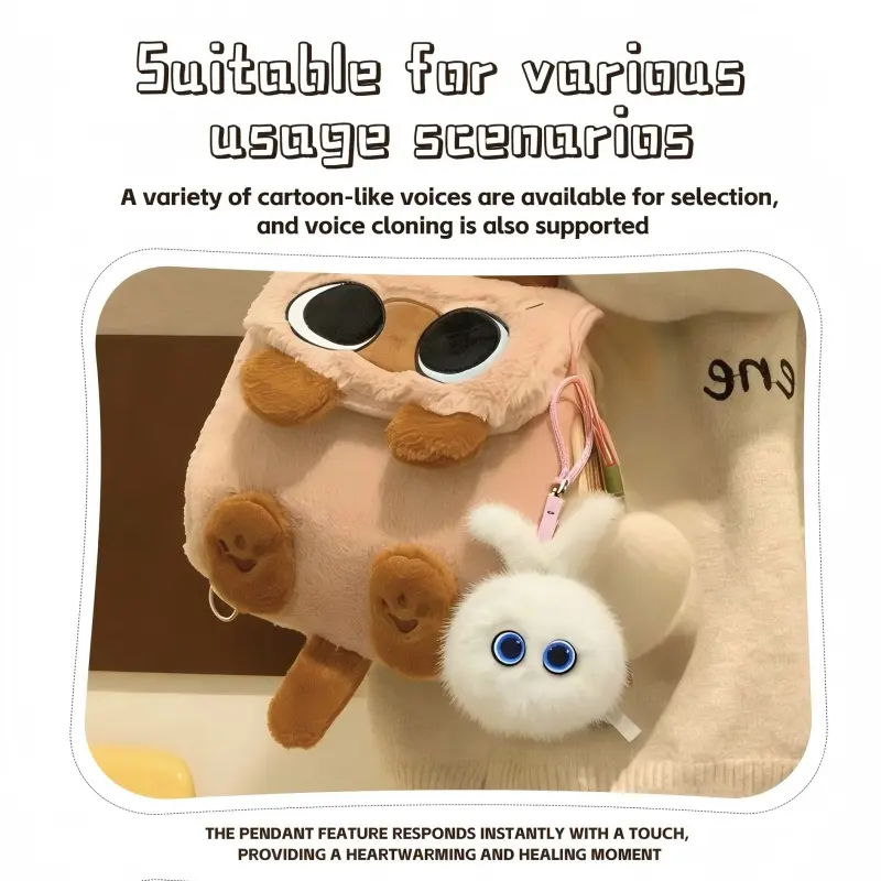 AI Electronic Interactive Stuffed Pet, Smart Plush Anxiety Relief Stuffed Toy with Multi-Language Dialogue, Emotional Companion Features for Stress Relief (Cat & Dog Pet Supplies Accessory) sohochic