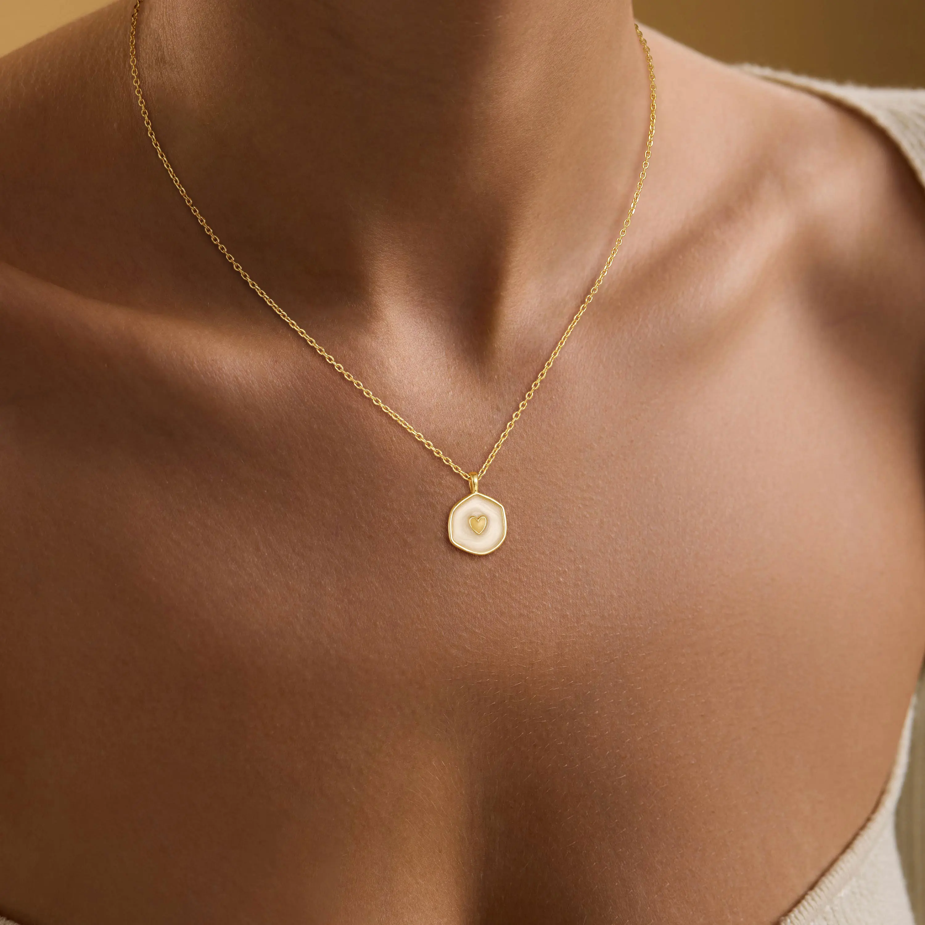 Tewiky 14K Gold Plated Irregular Two-Tone Glow-in-the-Dark Heart Coin Pendant Necklace - For Valentine's Day gifts Tewiky 14K Gold Plated Irregular Two-Tone Glow-in-the-Dark Heart Coin Pendant Necklace - For Valentine's Day gifts