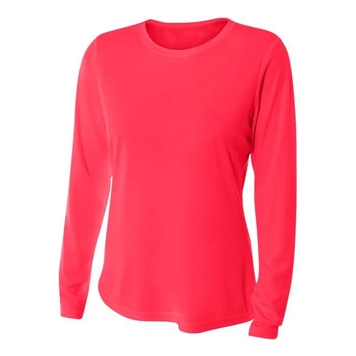 A4 Women's Long-Sleeve Cooling Performance Crew - Breathable Athletic Top for Gym & Outdoor Wear with Moisture Wicking & UPF 44 Sun Protection