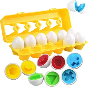 Montessori Matching Eggs Toys Color & Shape Recognition, Educational Montessori STEM Toy for Toddlers and Preschoolers, Sensory Early Learning Fine Motor Skills for 1-3 Years Old Kids Fun Easter Egg Toy,Set of 12 Shape Eggs