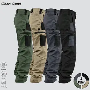 Clean Gent Men’s Solid Color Tactical Cargo Pants featuring multiple pockets and a zip closure, made from comfortable, breathable fabric—durable outdoor training pants suitable for fishing, outdoor activities, work, hiking, camping, and more, ideal for al
