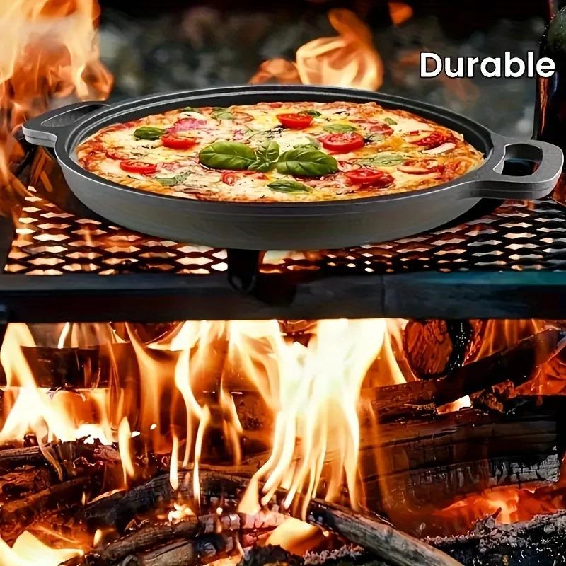 Non-Stick Cast Iron Grill Pan |   Multifunctional - Perfect for Grilling, Camping & Outdoor Cooking, Easy to Clean