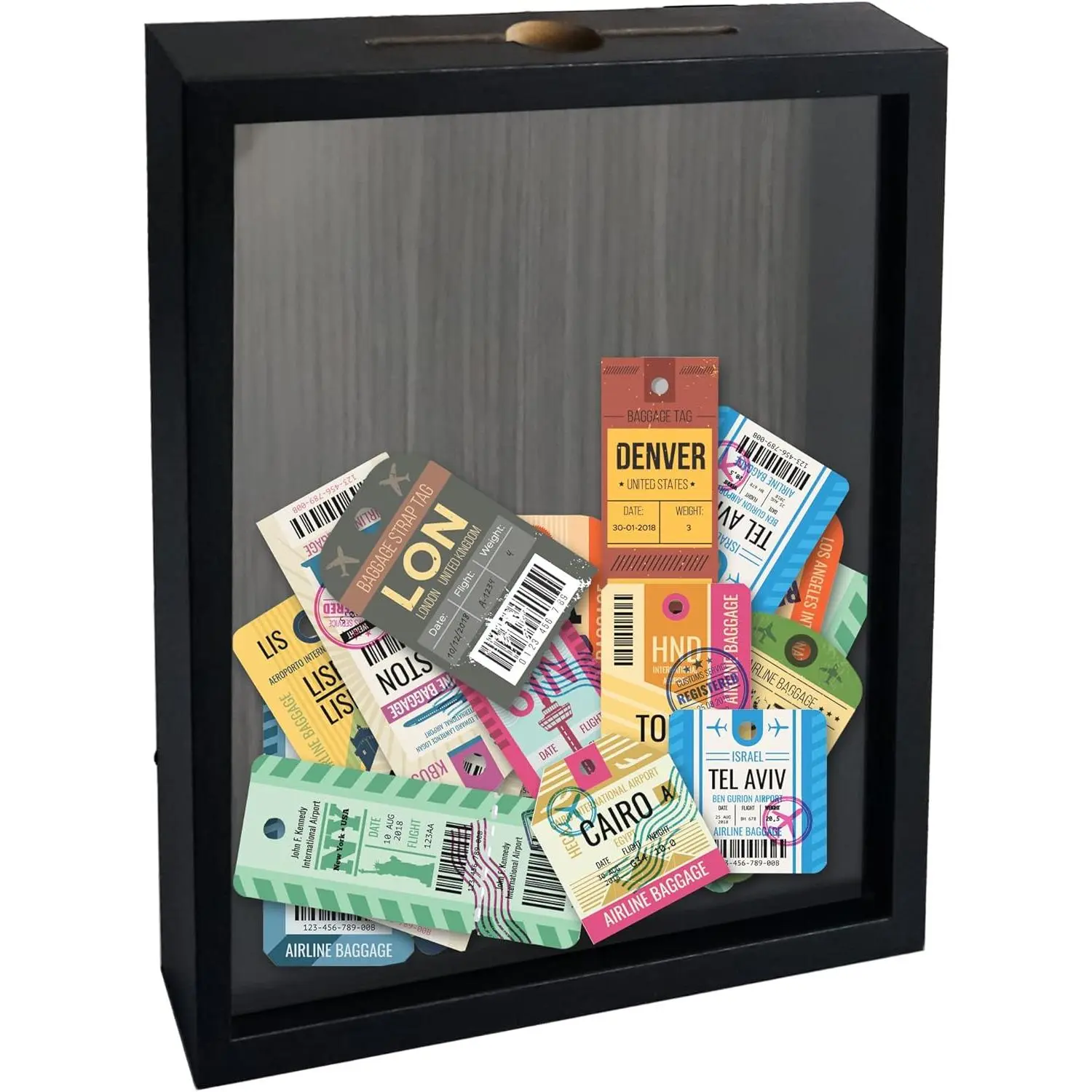 Memory Shadow Box Black 8x10 Top Loading Display Case Frame with Slot, Movie Travel Sporting Events Concert Ticket Stubs Drink  Caps Keepsake Box