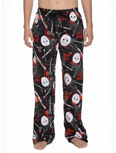 Friday The 13th Jason Lives Pajama Pants Men Women Unisex Horror Mask Ax Print Lounge Pants Loose Fit Soft Breathable All Season Cozy Sleep Bottoms