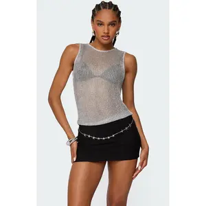 Edikted Women's Amalya Shiny Sheer Knit Top