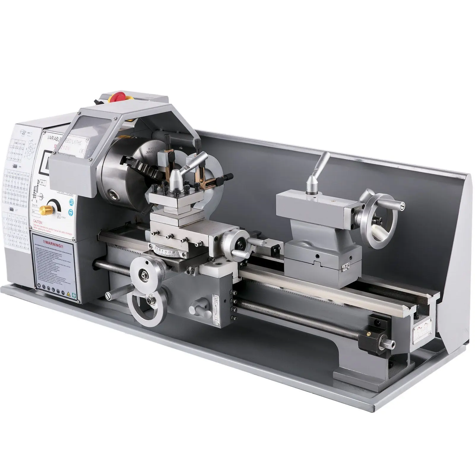 Spring new arrivals 8x16 Luxury Version Metal Lathe 1100W Precision Bench Top Mini Metal Milling Lathe Variable Speed 50-2500 RPM Nylon Gear (8x16 inch)