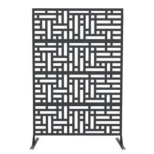 [GAOMON]Decorative Metal Garden Fence Panels, Black Outdoor Scroll Design Border ,Rust-Proof & Easy Snap-Together Installation,Geometric