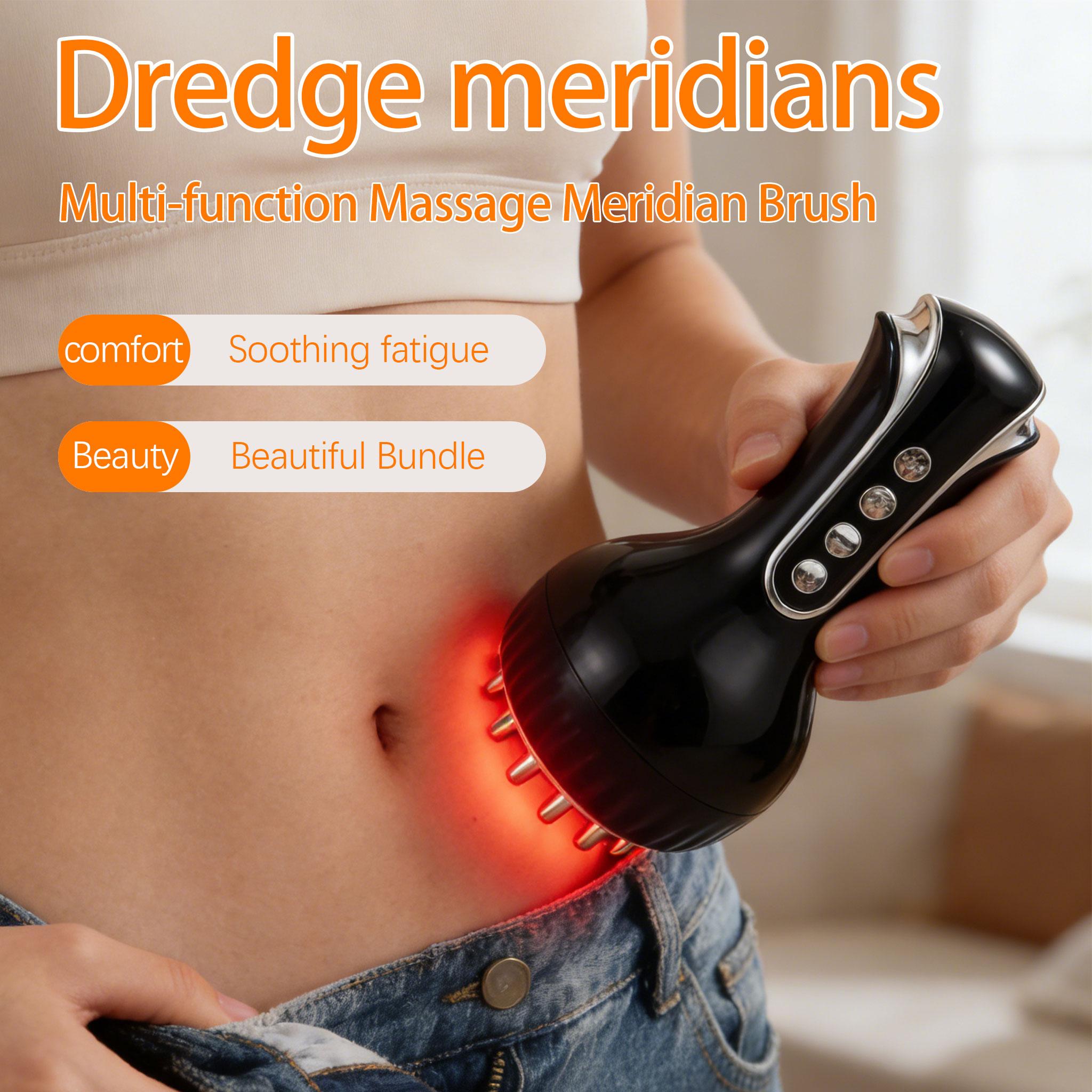 35-Speed 3-in-1 Electric Lymphatic Brush & Meridian Care Tool | Full-Body Muscle Tension Relief, Circulation Support | For Abdomen, Legs, Back, Shoulders | USB Rechargeable Portable TPE Self & Home Care Essential
