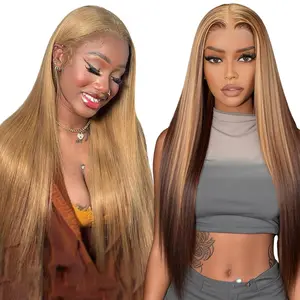 [Blend] Buy 1 Get 1 Free Deal Lace Front Wig | Blended Human Hair, Glueless, 180% Density, Beginner Friendly #27 & #P4/27 Straight Hair #SummerVibes
