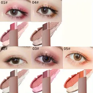 5pcs Two-Tone Pearl Eyeshadow Sticks, Waterproof, Sweatproof, No Smudge, Long-Lasting, Vibrant Coral & Nude Colors, Perfect for Dramatic Eye Makeup, Going Out Essentials, Makeup Beauty Cosmetics