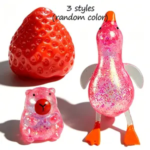 2026 New Cute Duck/strawberry/animal Gummy Stress Ball, Pressure Relief Toy, Halloween/christmas/easter Party Gift, Random Color