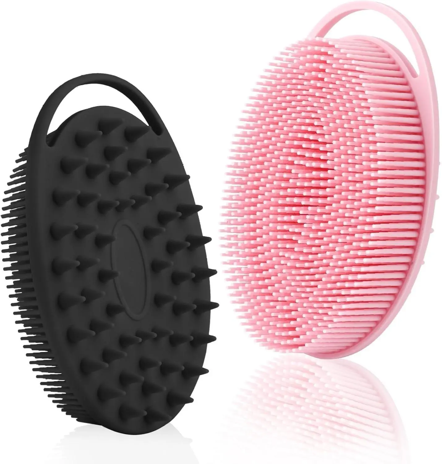 KQNBI 2-Pack Silicone Body Scrubbers - Soft Bristles Exfoliating Shower Back Scrubber, 2-in-1 Scalp Massager, Flexible Silicone Rubber Brushes, Wall-Mountable Gift for Adults