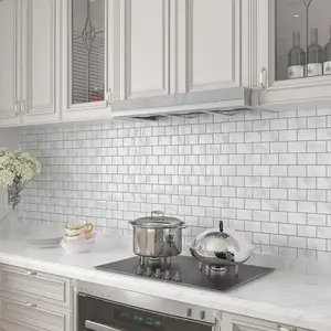 12''x12'' Peel and Stick Backsplash for Kitchen 16 Sheets White Marble  Splash Tile Self Adhesive  Stick  Backsplash Tiles for Bathroom Glossy Thick Removable Subway Tile