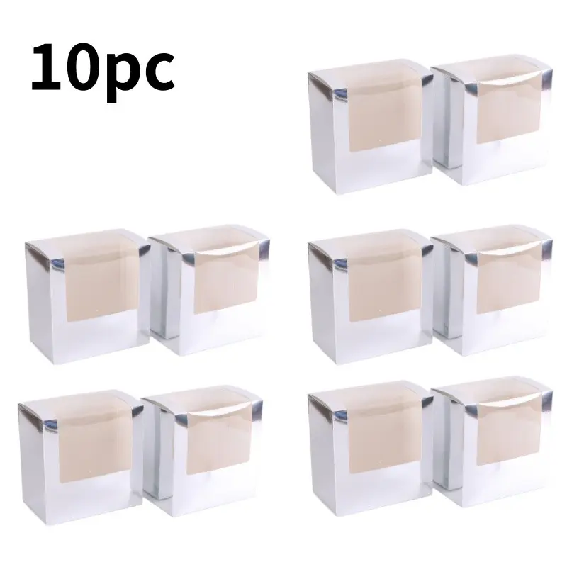 10-Pack Transparent Window Gift Boxes, 19.5x19.5x12cm Cardboard Folding Gift Wrapping Packaging, Multi-Color Holiday Display & Souvenir Boxes