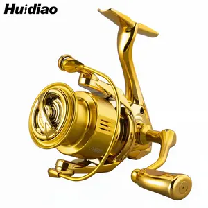 Huidiao Golden Spinning Reel 2500/3000 Series Waterproof Lure Fishing Reel 6+1 Double Shielded Bearing CNC Screw-in Folding Handle 5KG/11LB Max Drag for Freshwater & Saltwater