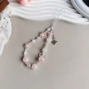 Versatile Ice Burst Star Beaded Angel Wing Heart Phone Chain, Sweet Cool Luxury Girl Flower Ccd Bag Camera Pendant, Fresh Anti-Loss Strap
