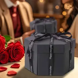 Hexagonal Photo Album Explosive Box Creative Explosion Box DIY Surprise Photo Box for Valentine's Day Anniversary Birthday Gift