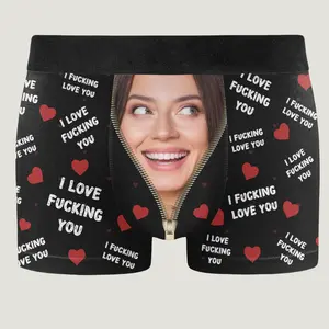 Custom Face Boxers for Men – Personalized "I Love F*cking You" Underwear with Photo, Funny Gag Gift for Boyfriend