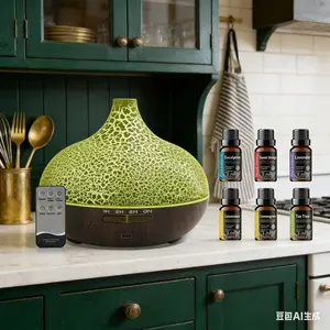 Stylish 550ml Aromatherapy Diffuser Auto Shut Off Whisper Quiet with Remote Control & Multiple LED Colors for Home Gifts Eco-friendly PP Material Colorful Flame Humidifier