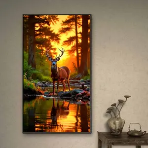 Deer & Forest Pattern DIY Diamond Arts Colorful Painting Kit without Frame, DIY 5D Diamond Arts Colorful Painting for Bedroom Home Wall Decor, Diamond Painting Kits