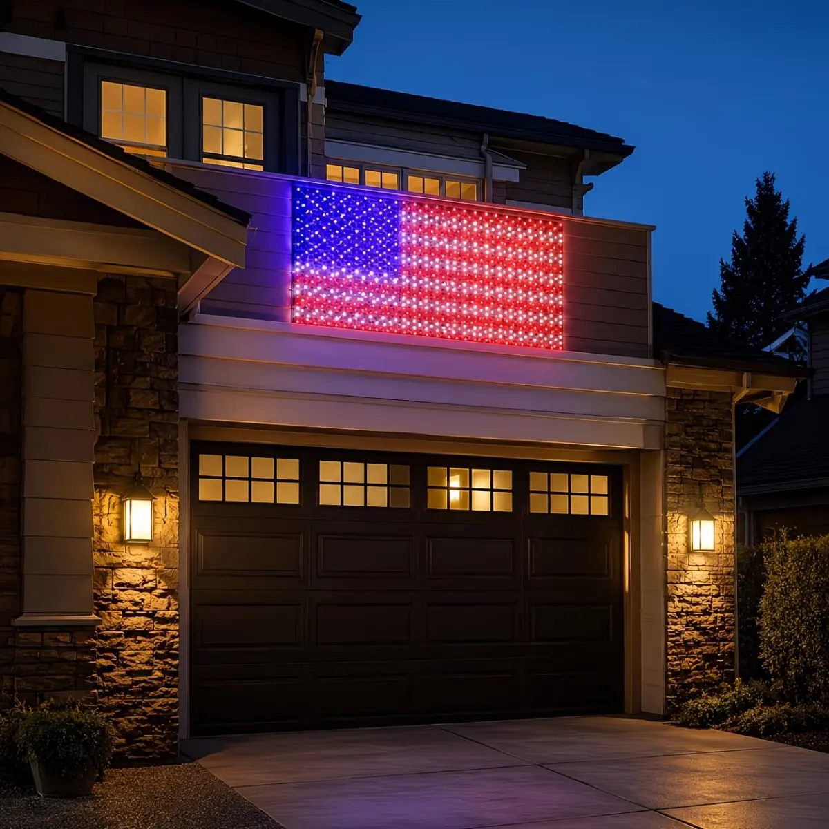 420 LED String Lights American Flag Net Light, Fourth of July Decorations, Memorial Day Decorations, for Independence Day, National Day, Christmas Day, New Year'S Party, Garden, Yard Decorations Outside, (Plug in Power)