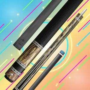 Rhino RETRO Bocote Carbon Fiber Pool Cue, Lizard-Embossed Microfiber Leather Wrap, 6-Point Design, Time Crystal Tip (12.5mm), Pro Taper Shaft, Carbon Composite Butt, Stainless Steel 3/8-8 Joint, Adjustable Weight