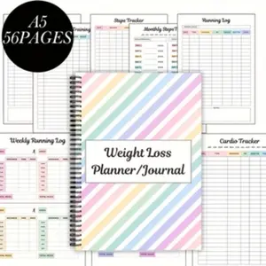 Weight Loss Plan Tracker Journal, Track Weekly Exercise, Cardio, Miles, Calories, Steps, Monthly Fitness Training Habit Tracker, for Adults Focusing on Weight Management