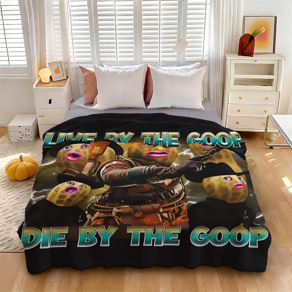 Live By The Goop Die By The Goop Funny Peanut Meme Print Flannel Blanket Cooling Blanket Homegoods Soft Cozy For Bedroom Living Room Sofa Couch For Meme Lovers Teens Adults Perfect Gift Suitable for all four seasons