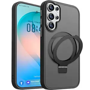 Entronix Magnetic Case for Galaxy S26 Plus/Ultra A26/A17 – Translucent Frosted Matte Gripstand Shockproof Protective Cover with Kickstand Grip Edge