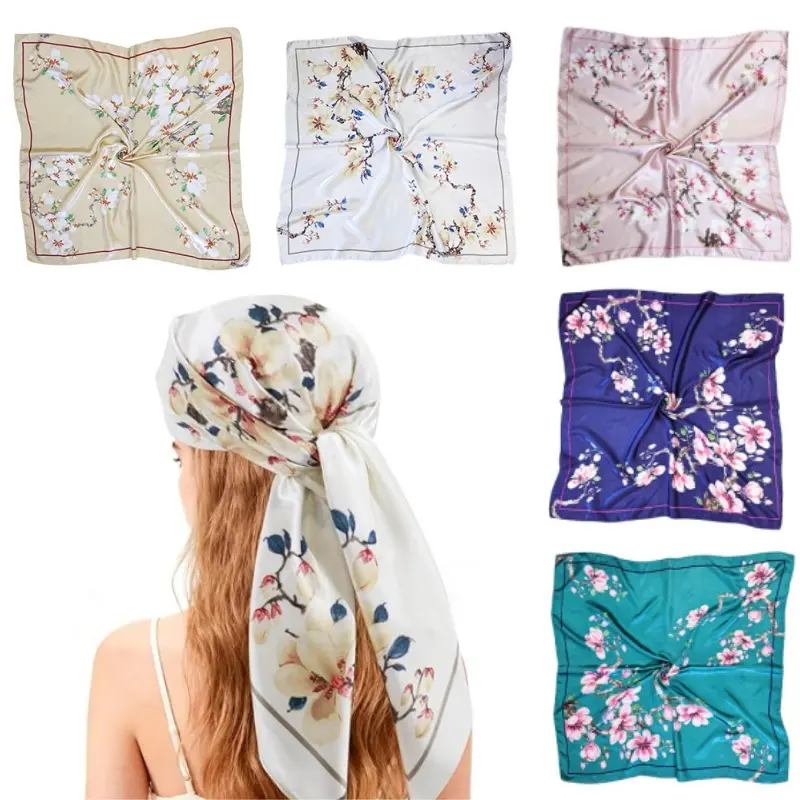 4PCS Head Scarf for Women 35” Head Scarves Silk Like Satin Neck Scarfs Square Bandana Hair Wraps Scarf for Sleeping