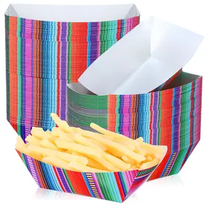 100 Mexican Nacho Trays Disposable Food Fiesta Party Decorations Assembled Paper Snack Taco For Candy Hot Dog Cinco De Mayo Birthday Supplies (2 Lb)