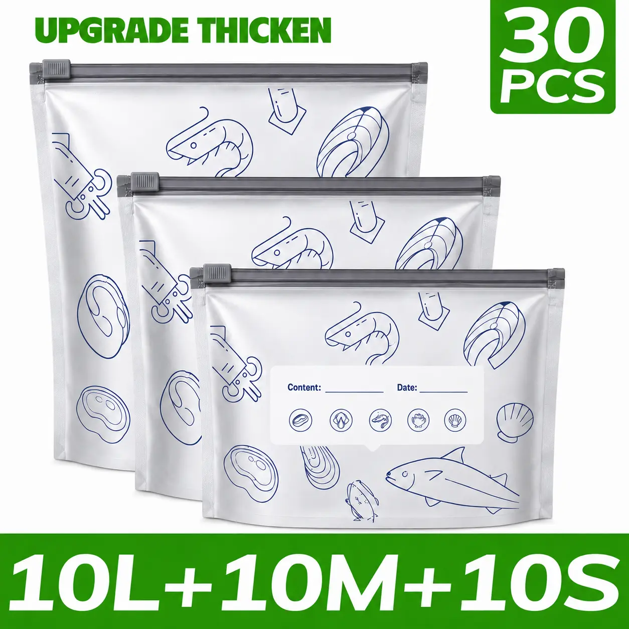 30PCS【UPGRADE THICKENI】10L+10M+10S