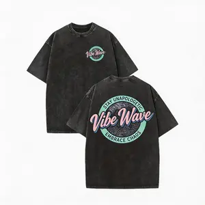 Unisex "Vibe Wave" T-Shirt Vintage Wash "Stay Unapologetic Embrace Chaos" Design Retro Badge Style Graphic Tee Casual Oversized Crew Neck Top Edgy Streetwear For Free Spirits & Unapologetic Souls
