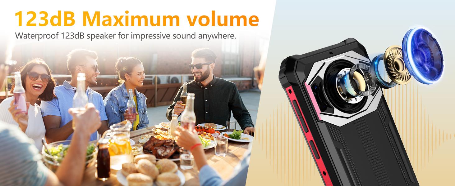 FOSSiBOT F101P Rugged Call Phone，Android 13 7GB+64GB /1TB Rugged Smartphone 10600mAh Unlocked Phone 123dB Loud Volume Phone 5.45" 24MP+8MP Camera Waterproof Smartphone 4G Dual SIM OTG Octa-core 18W