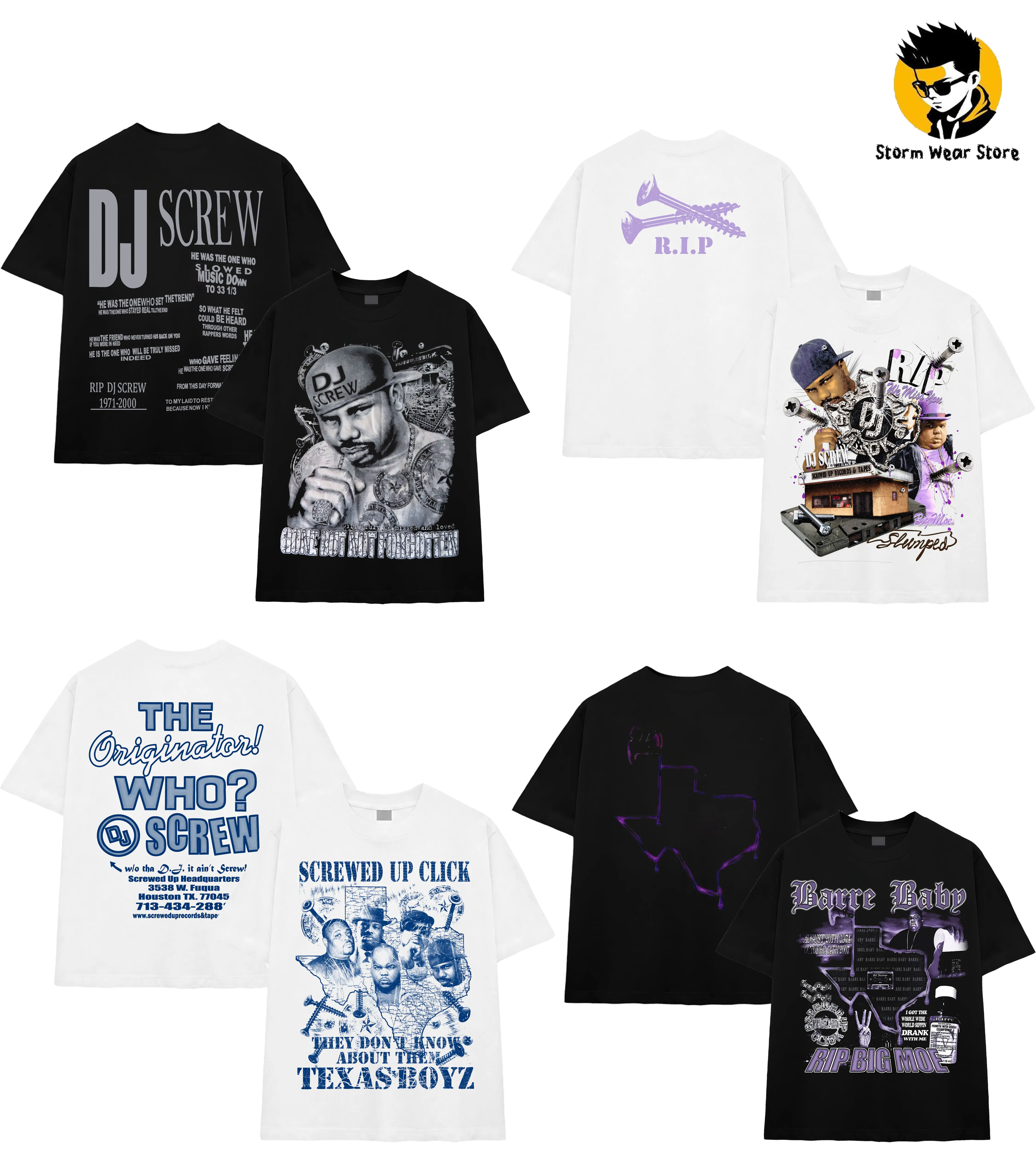 [COLLECTION] Storm Music Store DJ Screw H-Town Legends Screwed Up Click T-Shirt Vintage Houston Texas Rap Graphic Heavyweight Tee, Houston Rap Texas Screwed Up Click Tee, Vintage Streetwear Graphic T-Shirt